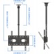 Suporte de Teto Ajustável para TV de 20 a 55 Polegadas - Capacidade Até 50 kg