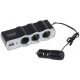 Tomada Tripla  12V/24V para Isqueiro de Carro com USB