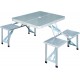 Conjunto de Mesa Dobrável com 4 Assentos e Orifício para Guarda-Sol Outsunny - Ideal para Praia e Campismo