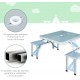 Conjunto de Mesa Dobrável com 4 Assentos e Orifício para Guarda-Sol Outsunny - Ideal para Praia e Campismo