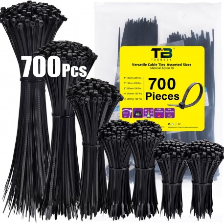 Pack de 700 Abraçadeiras de Nylon Pretas - Resistência Industrial