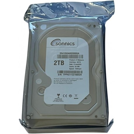 Disco Rígido SATA Sonnics de 3,5 Polegadas - 2TB, 7200rpm, Ideal para Vigilância e Desktop