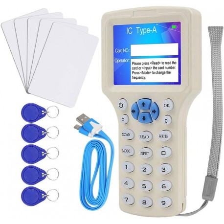Copiadora/Programadora de Cartões RFID HID ID IC com Leitor NFC, 10 Frequências 125 KHz e 13,56 MHz para Acesso RFID