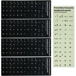 Kit de autocolantes de teclado de 5 peças para conversão de distribuição de teclado francês, autocolantes de teclado,