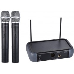 Sistema de Microfone Sem Fios VHF de Canal Duplo com Função Eco, Ideal para Karaoke