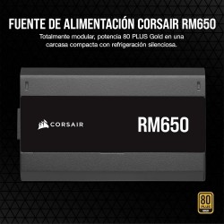 Corsair RM650 650W - Fonte de Alimentação ATX - 80 Plus Gold - Modular - Silenciosa
