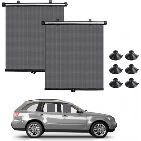 2 Peças de Guarda-sol Retrátil para Janela de Carro em Malha PU