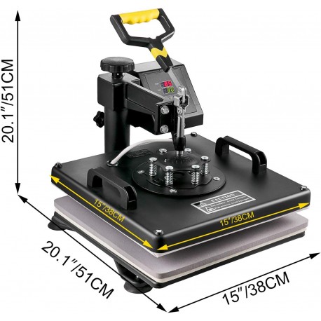 Máquina de Prensa Térmica 8 em 1 para Transferência Digital e Sublimação, 38 x 38 cm, 1400W