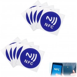 Pack de 10 Etiquetas NFC Autocolantes NTAG215 - 25 mm, Compatível com iOS e Amiibo