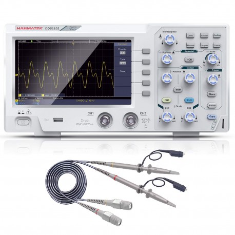 Osciloscópio Digital Hanmatek DOS1102 - 2 Canais, Ecrã TFT-LCD de 7 Polegadas, 110 MHz