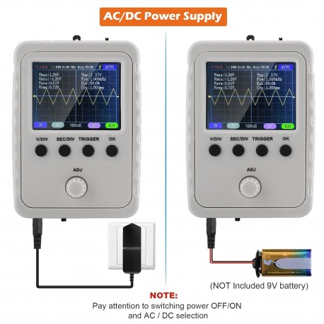 Osciloscópio Digital Portátil de 2,4 Polegadas com Shell TFT e Cabo BNC