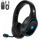 Auriculares Gaming Sem Fios Q6 com Microfone Removível - Bluetooth e 2,4 GHz, Preto