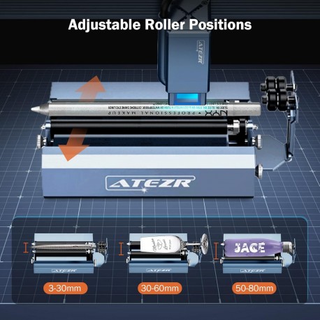 Rolo Giratório ATEZR KR para Máquina de Gravação a Laser - Ajuste de 360° para Objetos Cilíndricos