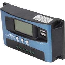 Regulador de Carga Solar MPPT 100A com Ecrã LCD e USB Duplo 12V/24V