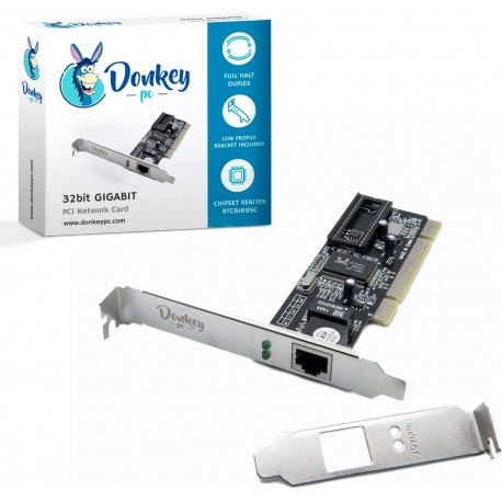 Placa de Rede PCI 1 GB GIGABIT Donkey PC, Chipset Realtek RTL8169, Ethernet RJ45 10/100/1000 Mbps