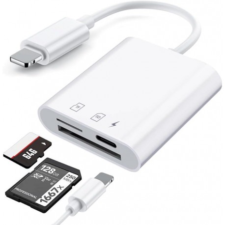 Leitor de Cartões SD 3 em 1 para iPhone e iPad com Plug and Play e Alta Velocidade