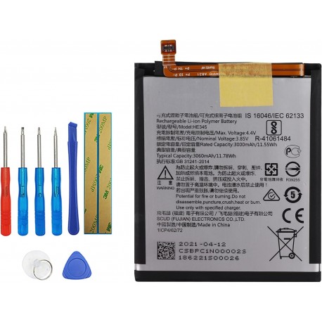 Bateria HE345 para Nokia 6.1 2018 com Kit de Ferramentas Compatível TA-1043, TA-1045, TA-1054, TA-1050, TA-1068