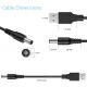 Cabo de Alimentação USB 5V com 10 Conectores Universais - 5,5x2,1mm, 5V 3A