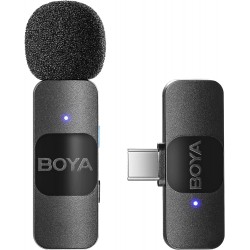 Microfone de lapela sem fios BOYA USB-C Omnidirecional para Android, Smartphone, Laptop