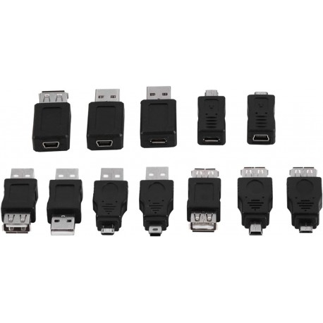 Kit de 12 Adaptadores USB 2.0 com Função OTG Micro USB para USB Macho e Outros Conectores