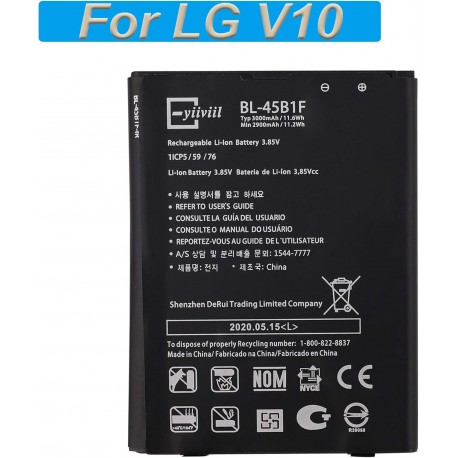 Bateria de Substituição BL-45B1F para LG V10 Stylo 2 LS775 2900mAh 3,85V