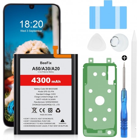 Bateria de Alta Capacidade 4300mAh para Samsung Galaxy A50 A50s A30s A30 A20 - Polímero de Lítio