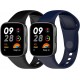 2 Pulseiras Desportivas Compatíveis com Xiaomi Redmi Watch 3 - Silicone Preto e Azul