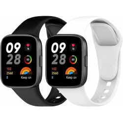 2 Pulseiras Desportivas Compatíveis com Xiaomi Redmi Watch 3 - Silicone Preto e Branco