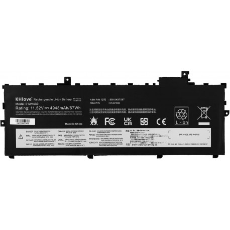 Bateria 01AV429 01AV430 para ThinkPad X1 Carbon 5 e 6 Geração - 57 Wh