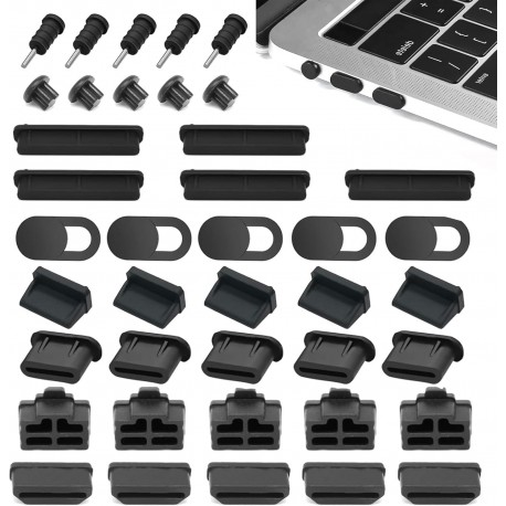 Kit 40 Tampas de Silicone para Conectores - Proteção Anti-Pó para USB, USB-C, RJ45, HDMI, SD e Outros