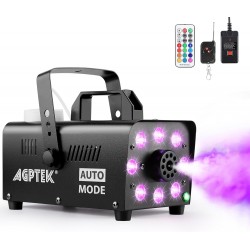 Máquina de Fumo com 8 LEDs RGB 13 Cores e 2 Comandos para Festas e Eventos