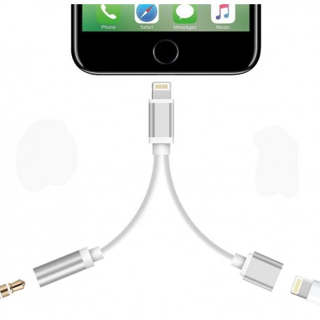 Adaptador 2 em 1 para Iphone 7 (auriculares + carregamento)