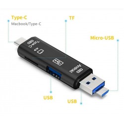 Adaptador Pen OTG Multifunções ( Micro-USB, type-c, cartão TF)