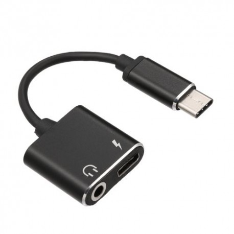 Cabo Adaptador USB-C para Jack 3.5mm e USB-C - 2 em 1