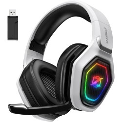 Auriculares Gaming Sem Fios para PC/PS5/PS4 - 2,4 GHz + Bluetooth, Baixa Latência, Branco