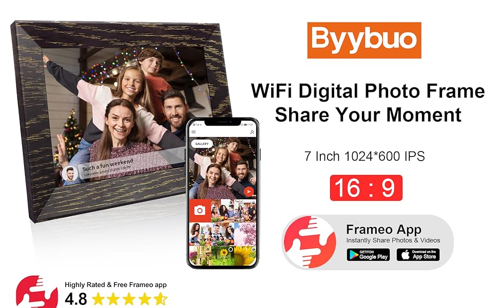 Byybuo wifi moldura de fotos inteligente